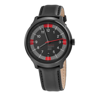 Discontinued I Helvetica Bold, 34mm, schwarze Lederarmbanduhr, MH1.B1222.LB