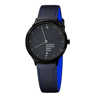 Discontinued I Helvetica Light, 38mm, schwarze Lederarmbanduhr, MH1.L2222.LB