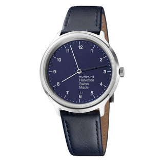 Discontinued I Mondaine Helvetica No1 Regular Bleu Marine MH1.R2240.LD