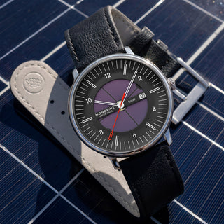 Doppio Solar Skeleton, Schwarzes Veganes Traubenleder, 41 mm