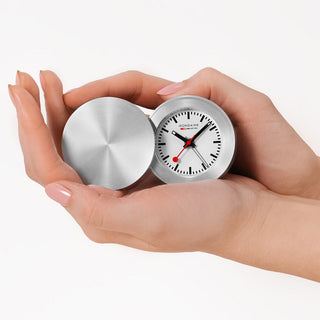 Silver Coloured Travel Alarm Clock, 5 cm