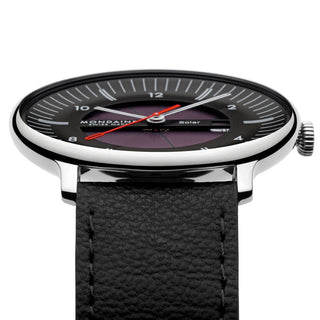 Doppio Solar Skeleton, Schwarzes Veganes Traubenleder, 41 mm