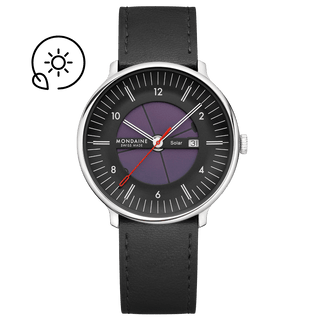 Doppio Solar Skeleton, Schwarzes Veganes Traubenleder, 41 mm