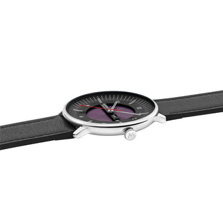 Doppio Solar Skeleton, Schwarzes Veganes Traubenleder, 41 mm