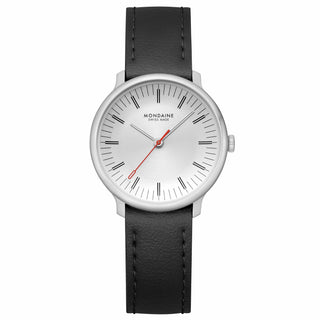 Doppio, Schwarzes Veganes Traubenleder, 33 mm, Frontansicht