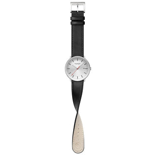 Doppio, Schwarzes Veganes Traubenleder, 41 mm, Frontansicht