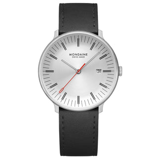 Doppio, Schwarzes Veganes Traubenleder, 41 mm, Frontansicht