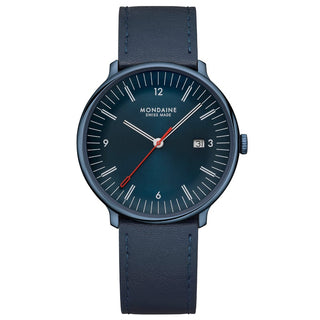 Doppio, Blaues Veganes Apfelleder, 41 mm, Frontansicht