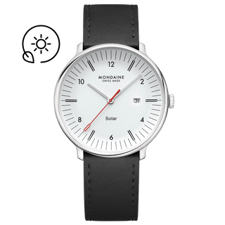 Doppio Solar, Schwarzes Veganes Traubenleder, 41 mm, Frontansicht
