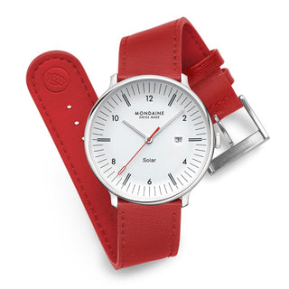 Doppio Solar, Rotes Veganes Apfelleder, 41 mm