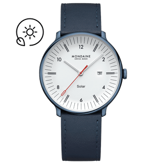 Doppio Solar, Blaues Veganes Apfelleder, 41 mm, Frontansicht
