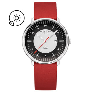 Doppio Solar, Rotes Veganes Traubenleder, 41 mm	, Frontansicht