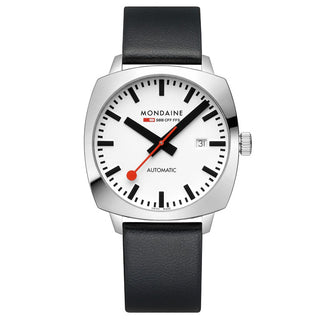 Grand Cushion Automatik, Schwarzes Veganes Traubenleder, 39 mm, Frontansicht