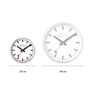 Silver Coloured Wall clock, 25cm