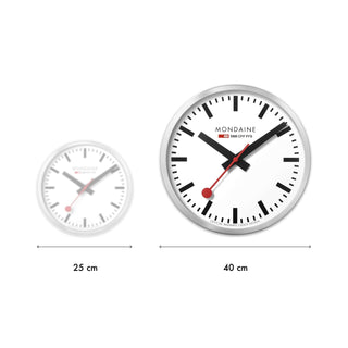 Silberfarbene Wanduhr, 40 cm