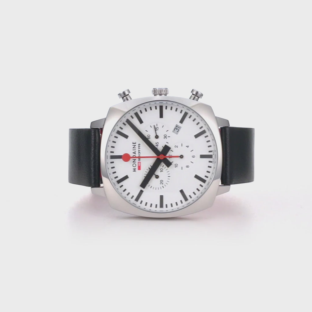 Cushion, 41 mm, Schwarzes veganes Traubenkernleder Uhr, MSL.41410.LBV.SET, 360 Grad Video der Armbanduhr
