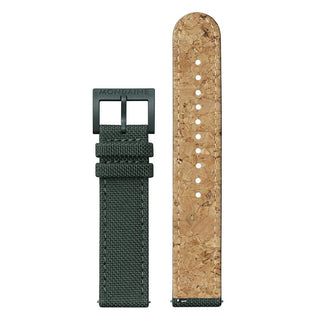 essence, 41mm, Park-Grüne nachhaltige Uhr, MS1.41160.LF, Front and back view of the textile strap