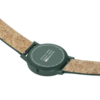 essence, 41mm, Park-Grüne nachhaltige Uhr, MS1.41160.LF, Case back view with SBB logo