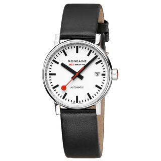 evo2 Automatic, 35 mm, Schwarzes Veganes Trauben Leder Uhr, MSE.35610.LBV, Frontansicht