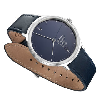 Discontinued I Helvetica Light,  38mm, blaue Lederarmbanduhr, MH1.L2240.LD