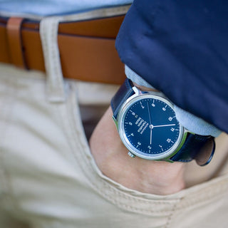 Discontinued I Mondaine Helvetica No1 Regular Bleu Marine MH1.R2240.LD