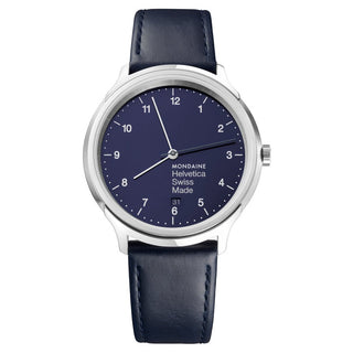 Discontinued I Mondaine Helvetica No1 Regular Bleu Marine MH1.R2240.LD