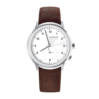 Discontinued I Helvetica Regular, 40mm, braune Lederarmbanduhr, MH1.R2010.LG