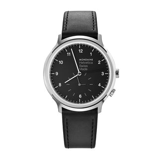 Discontinued I Helvetica Regular, 40mm, schwarze Lederarmbanduhr, MH1.R2020.LB