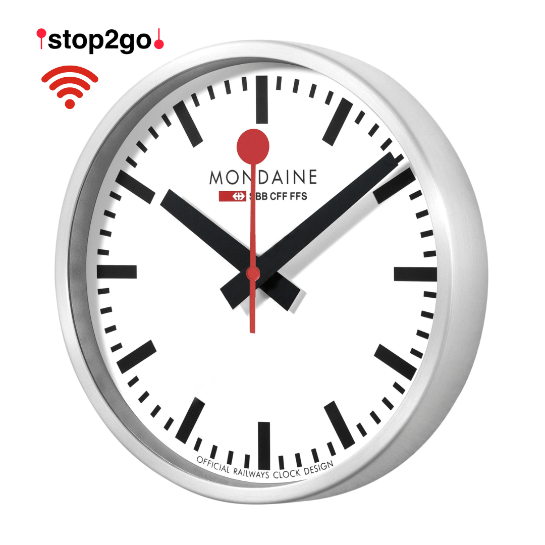 stop2go WiFi Wanduhr, 25 cm – Mondaine Schweiz